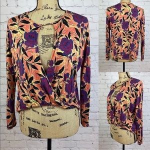 Silence + Noise Cross Front Floral Top